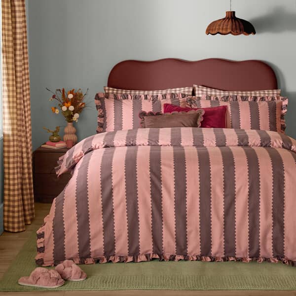 Birdie Stripe Rose and Chocolate