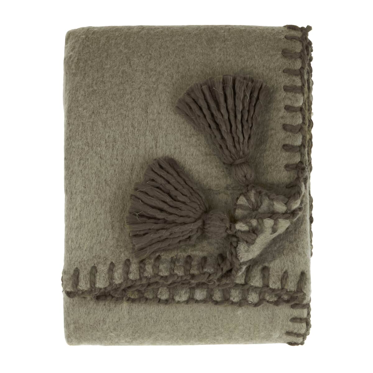 Furn Lowen Wool Blend Throw Moss large