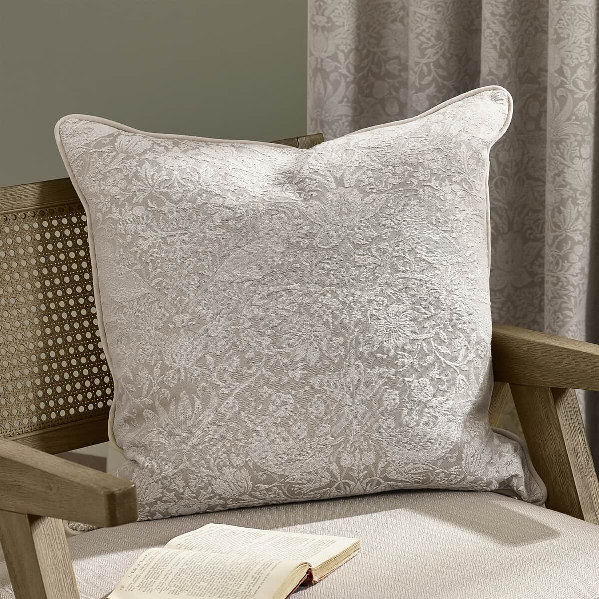 Morris and Co Strawberry Thief Jacquard Cushion Linen large