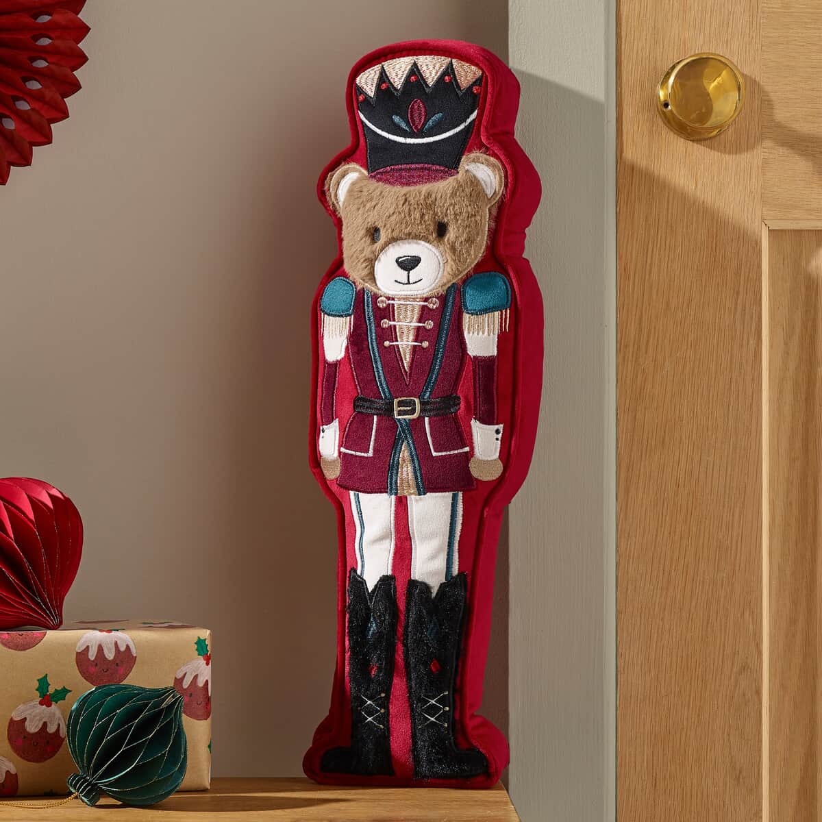Catherine Lansfield Christmas Nutcracker Bear Cushion large