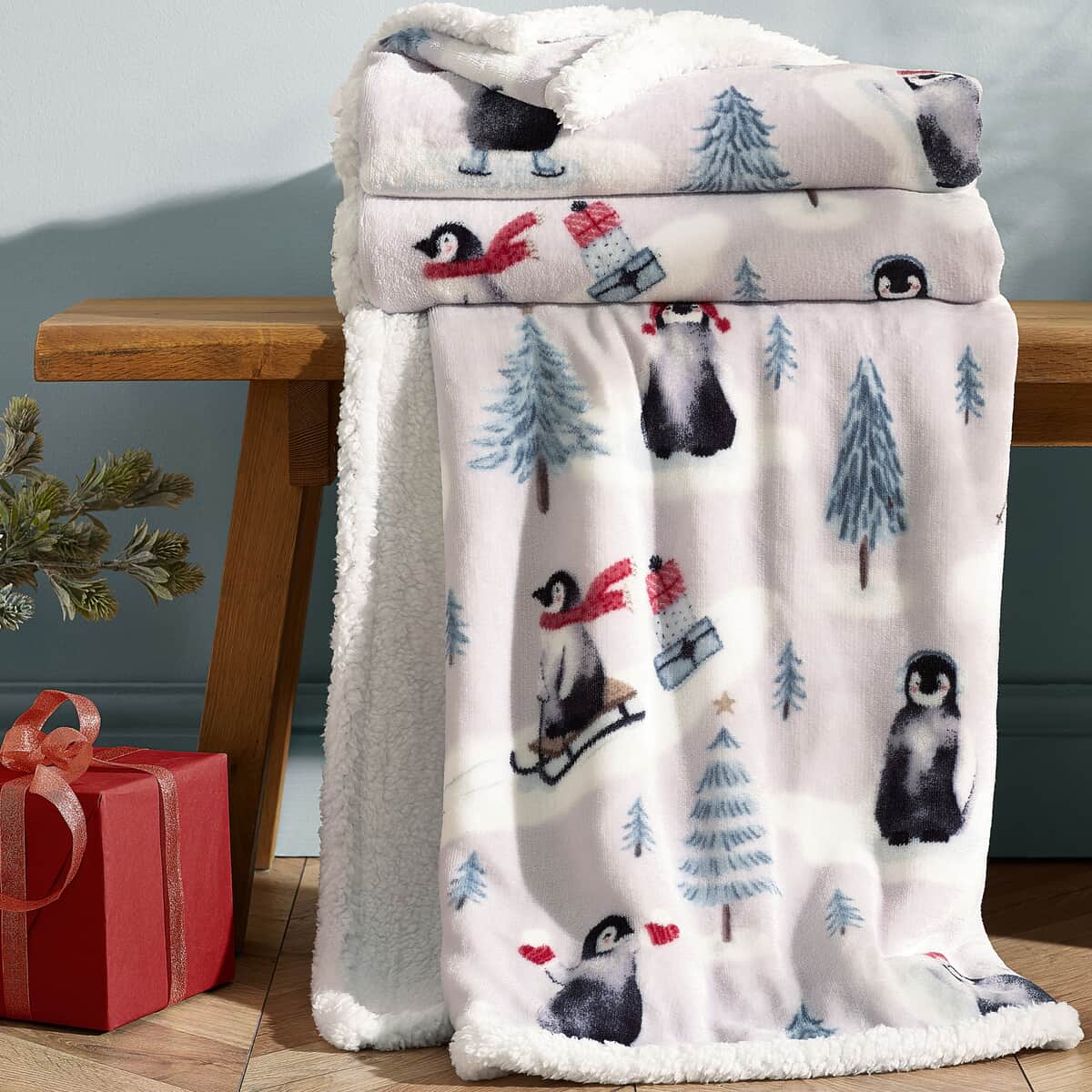 Catherine Lansfield Christmas Sherpa Penguins large