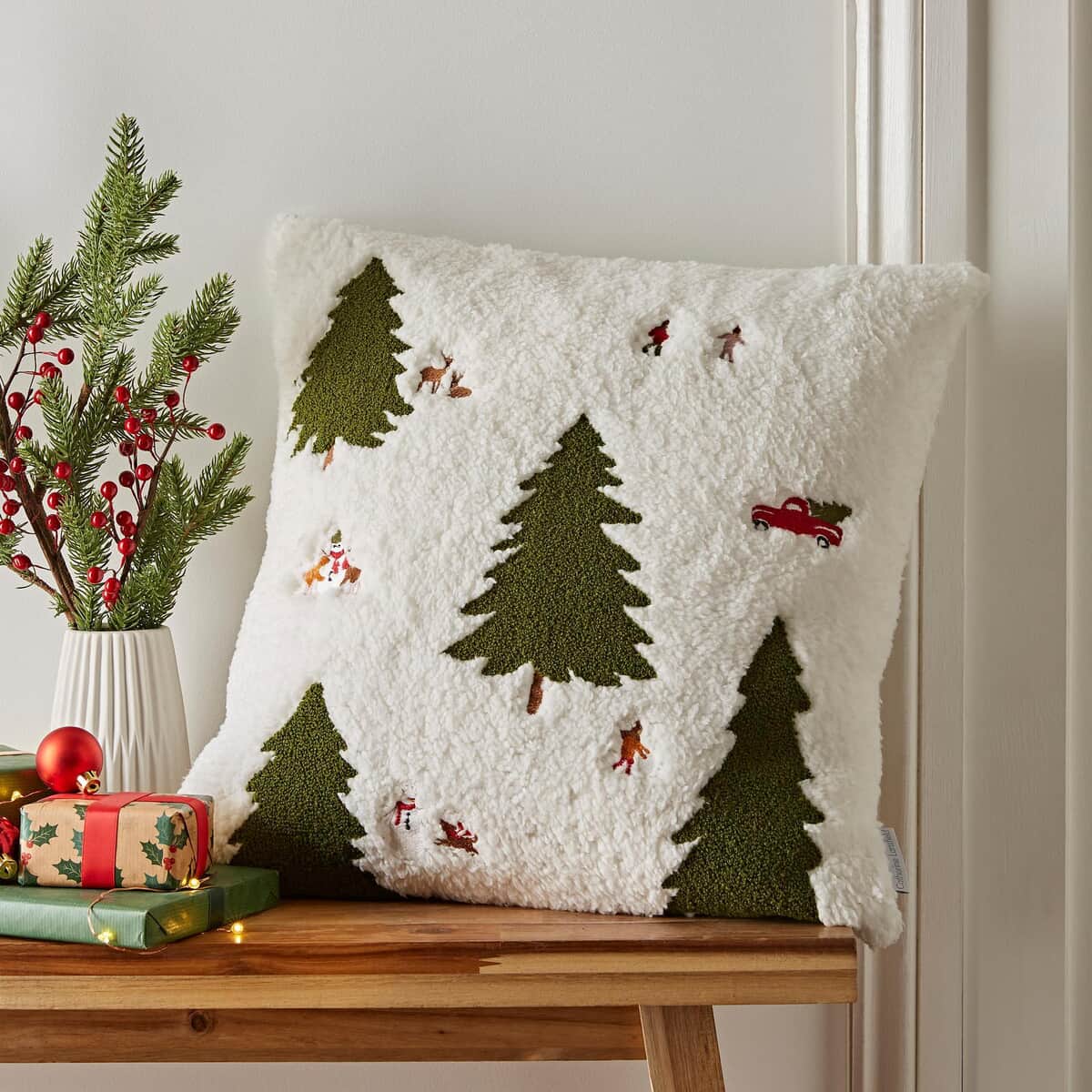 Catherine Lansfield Cosy Boucle Christmas Tree Cushion large