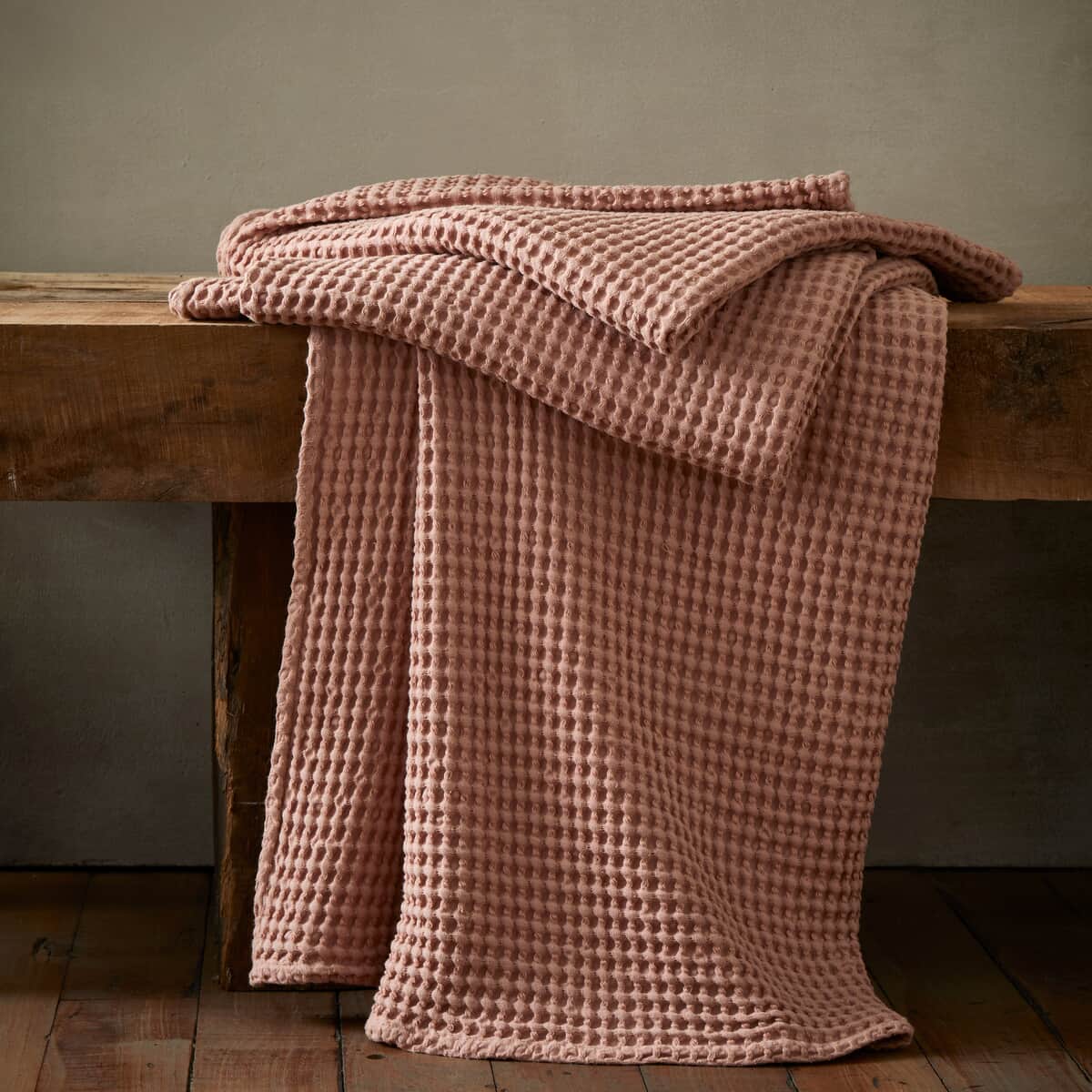 Pineapple Elephant Jaipur Waffle Throw Pink large