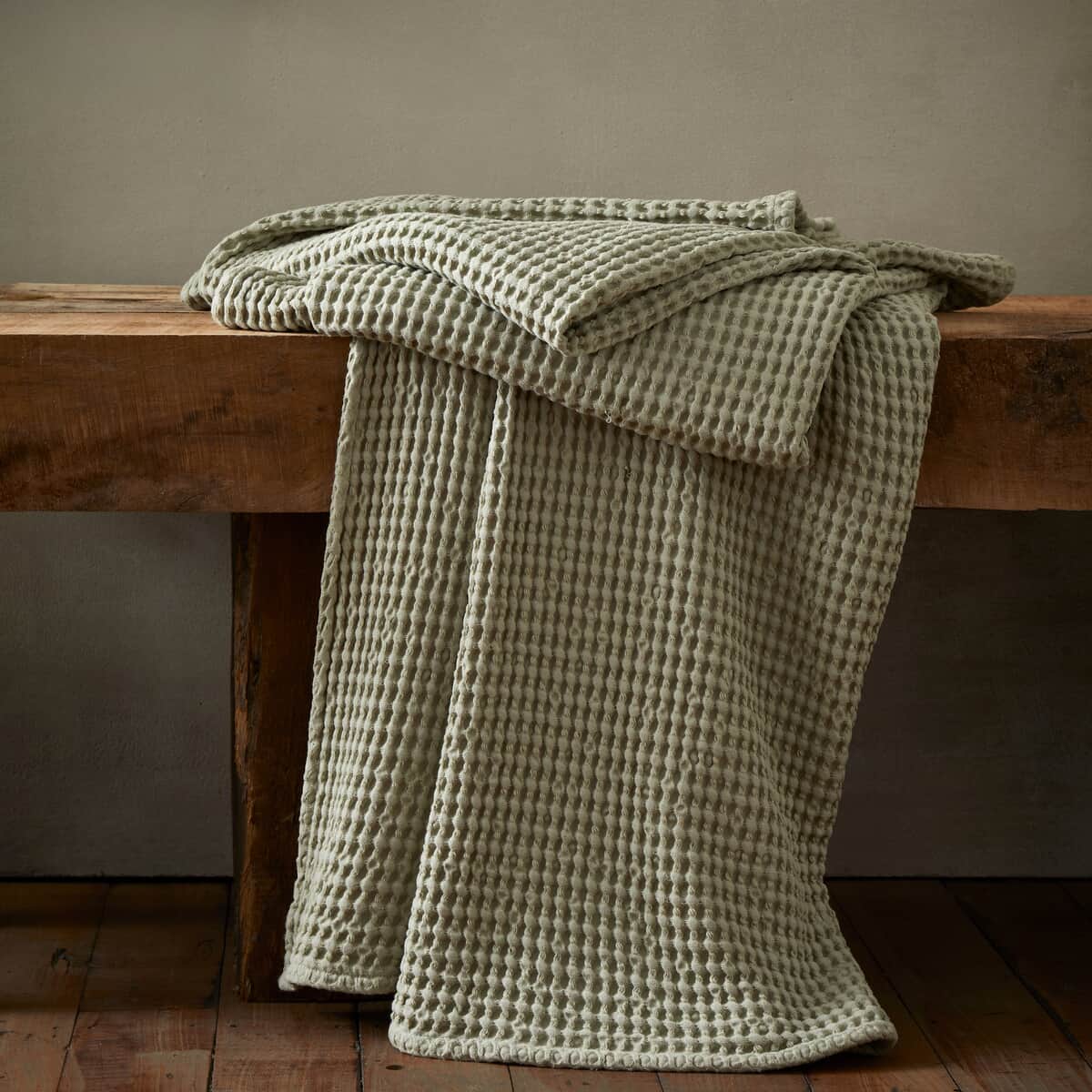 Pineapple Elephant Jaipur Waffle Throw Sage large