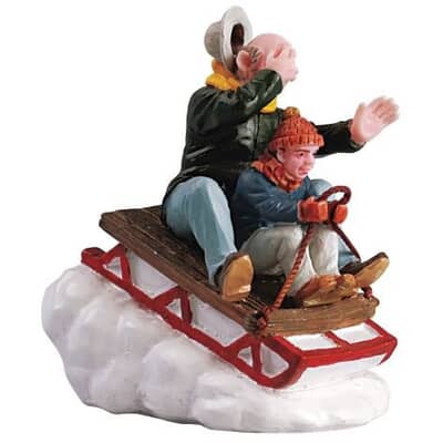 Lemax Christmas Village Sledding With Gramps - 52084