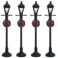 Lemax Christmas Village Gas Lantern Street Lamp Set Of 4 Battery Operated (4.5V) - 64498