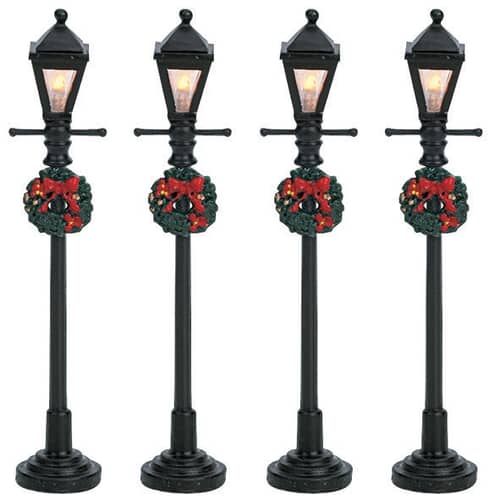 Lemax Christmas Village Gas Lantern Street Lamp Set Of 4 Battery Operated (4.5V) - 64498