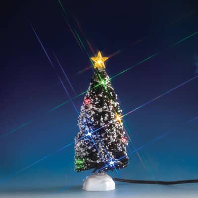 Lemax Christmas Village Evergreen Tree With 12 Multi Light Battery Operated (4.5V) - 74266
