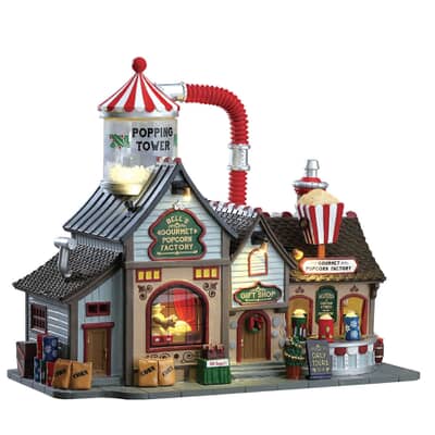 Lemax Christmas Village Bells Gourmet Popcorn Factory With 4.5V Adaptor - 75188